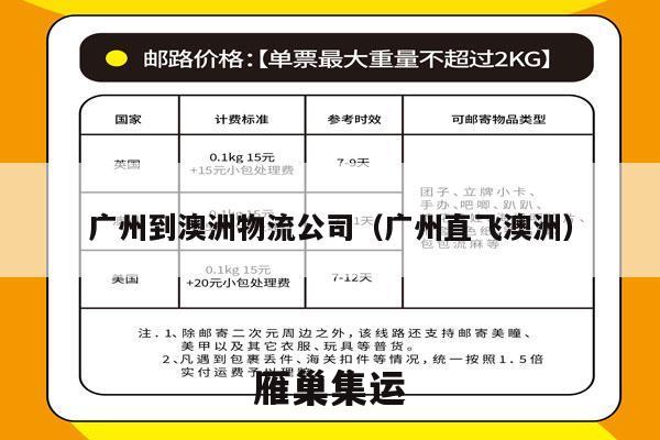 广州到澳洲物流公司（广州直飞澳洲）