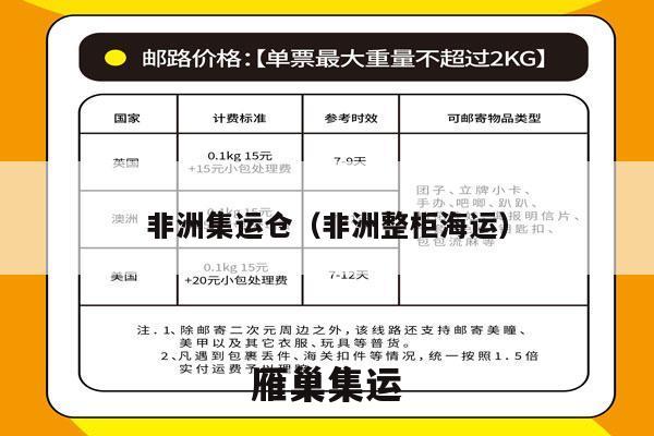 非洲集运仓（非洲整柜海运）
